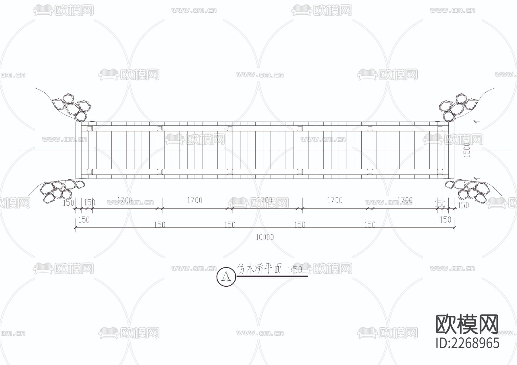 仿木桥CAD节点大样下载（渲染图1）