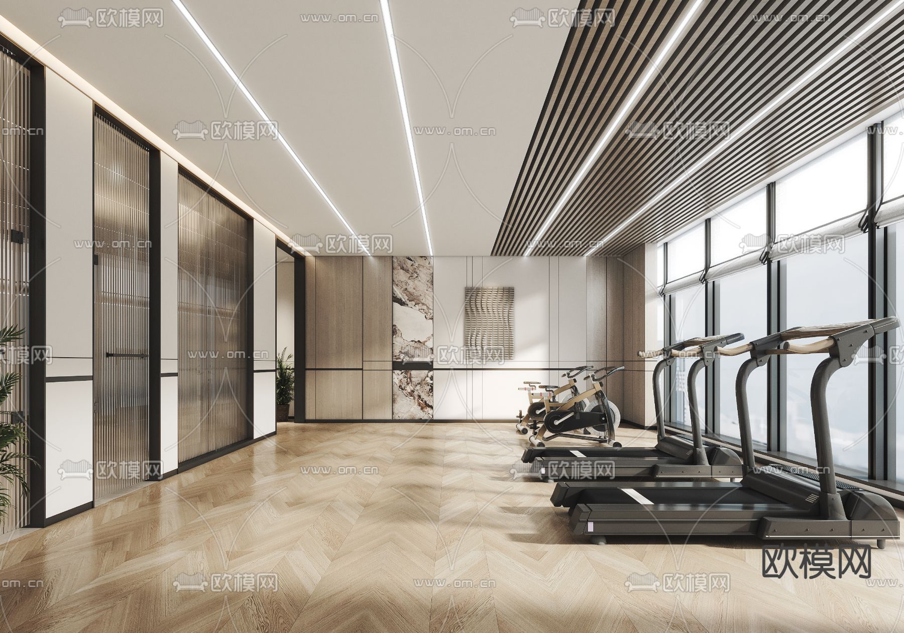 现代健身房3d模型下载