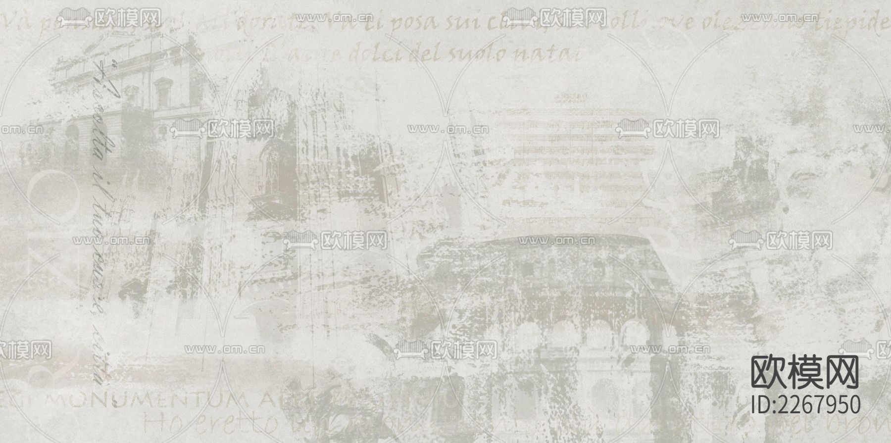 灰色欧式建筑印花壁纸下载