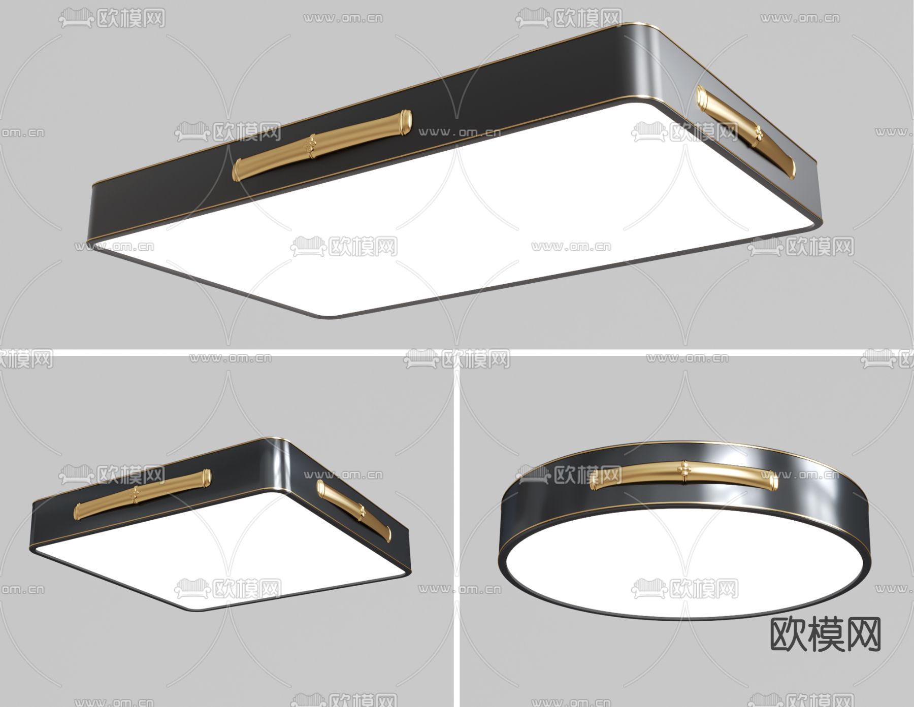 新中式吸顶灯3d模型下载
