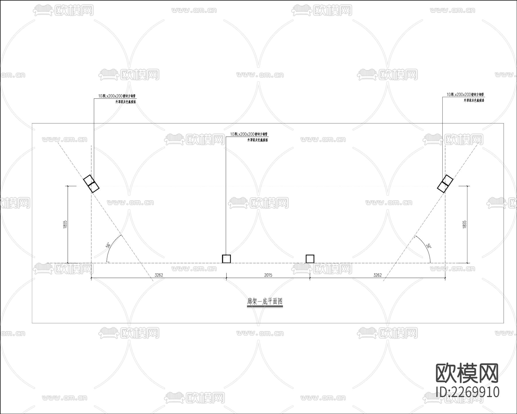 现代廊架廊亭节点大样下载（渲染图2）