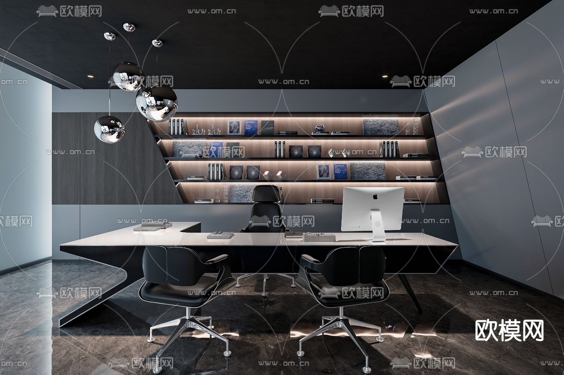 现代总经理办公室3d模型下载_ID12102657_3dmax免费模型-欧模网