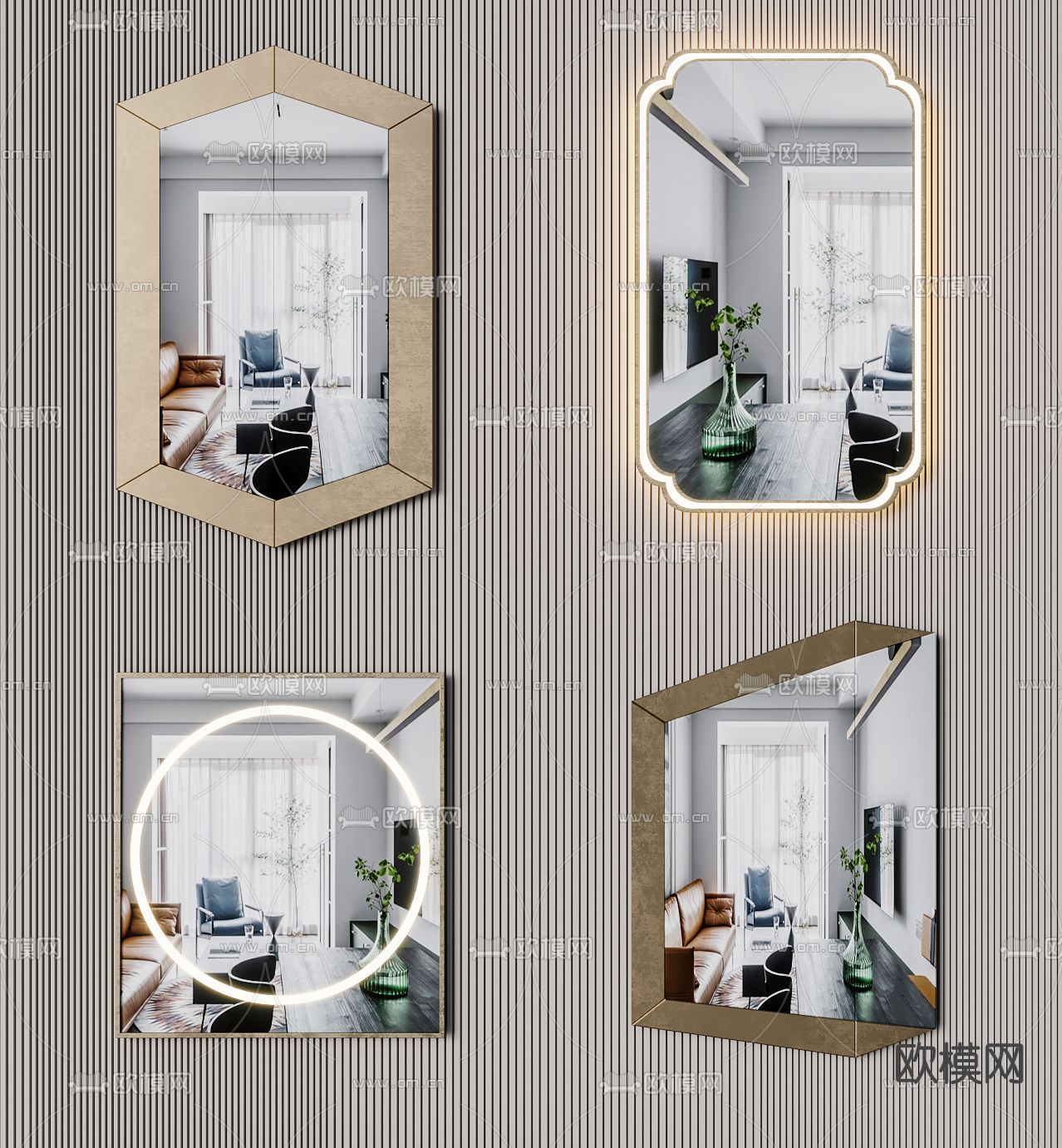 现代镜子卫浴镜3d模型