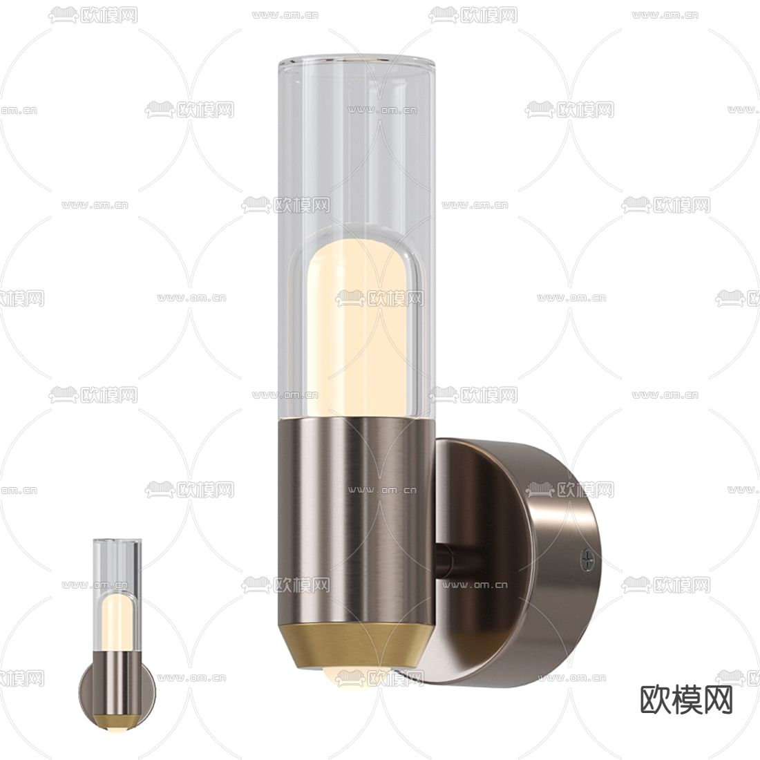 现代金属壁灯3d模型下载（渲染图1）
