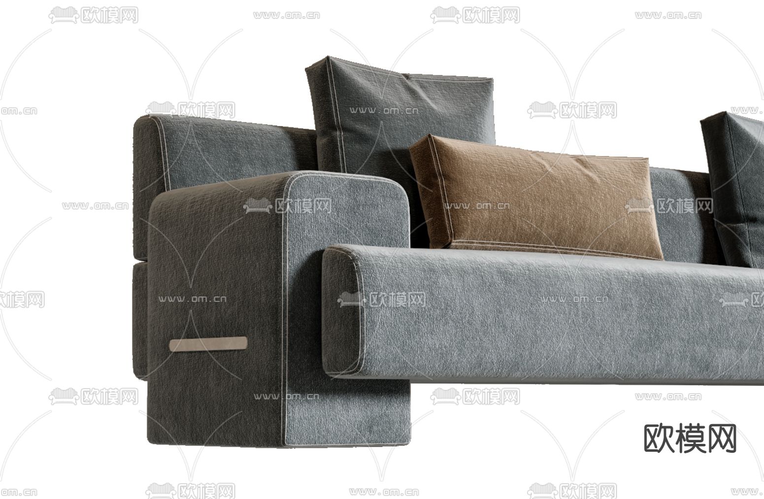 Minotti灰白双人沙发3d模型下载（渲染图2）