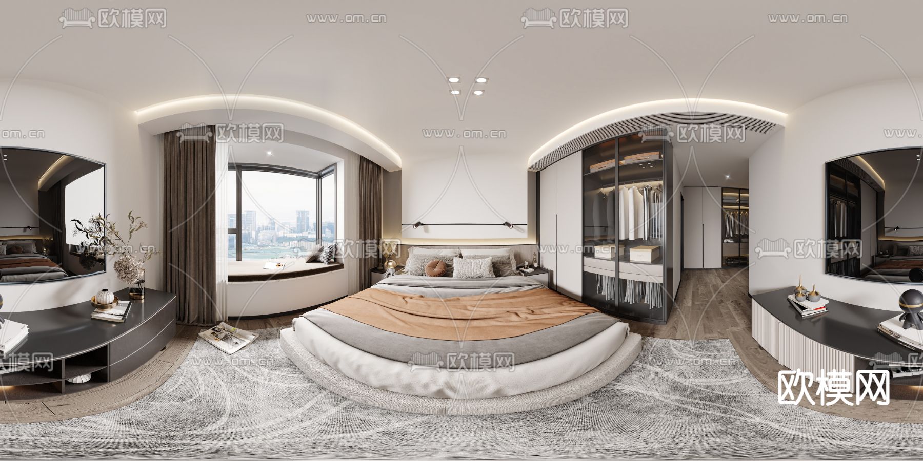 现代卧室主人房vr全景3d模型下载_ID12101936_3dmax免费模型-欧模网