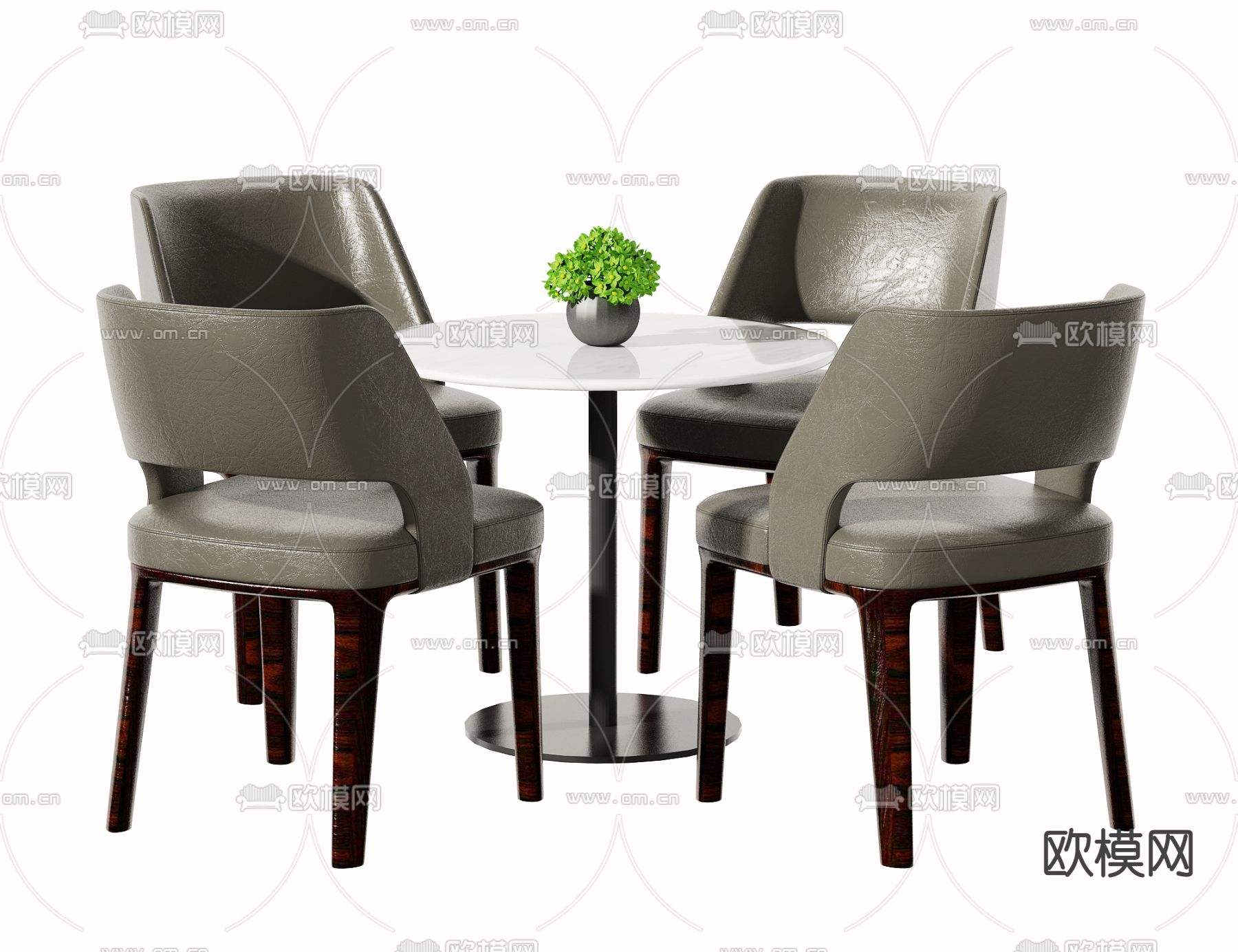 现代圆形休闲桌椅3d模型下载