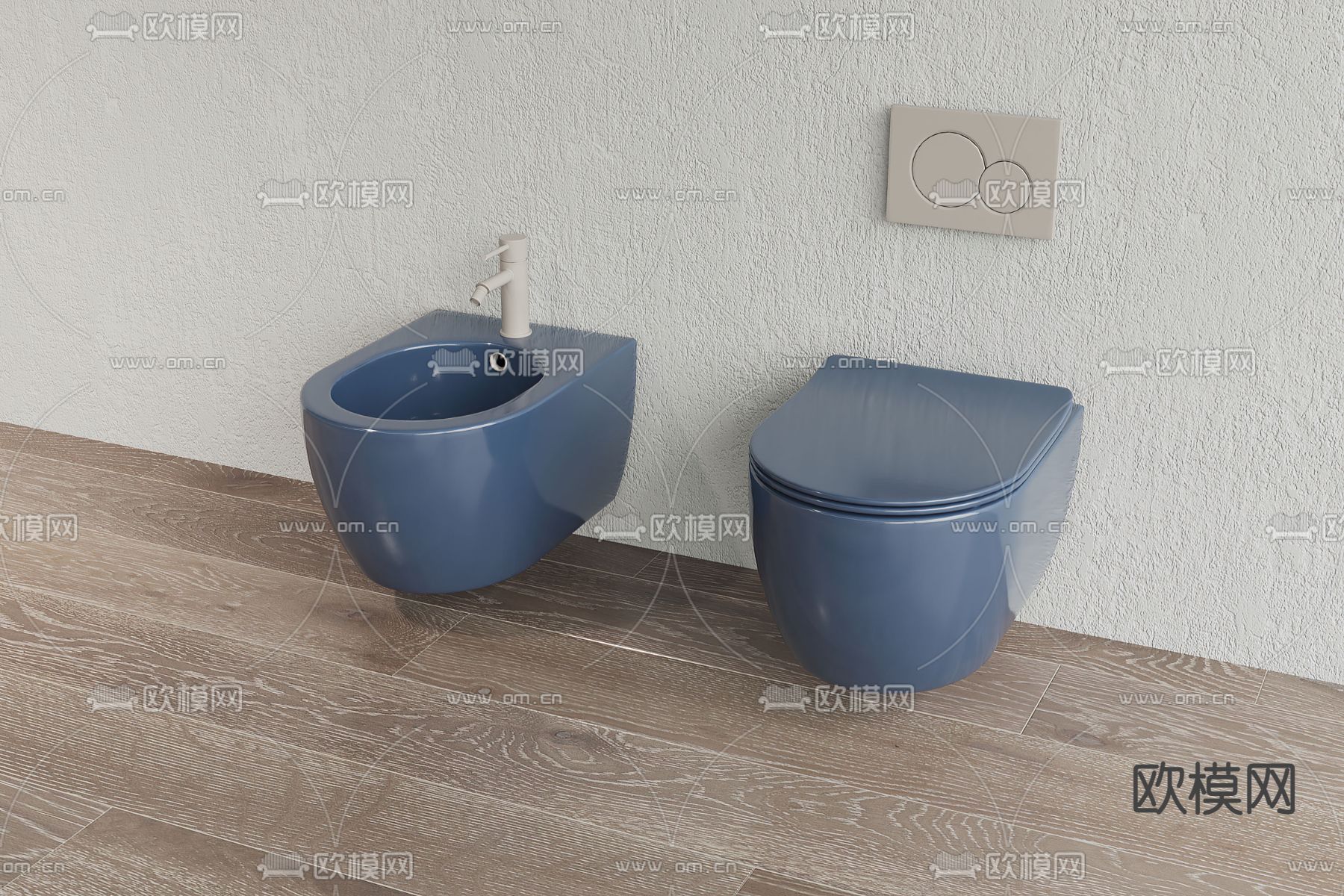 Poliform 蓝色坐便器马桶3d模型下载