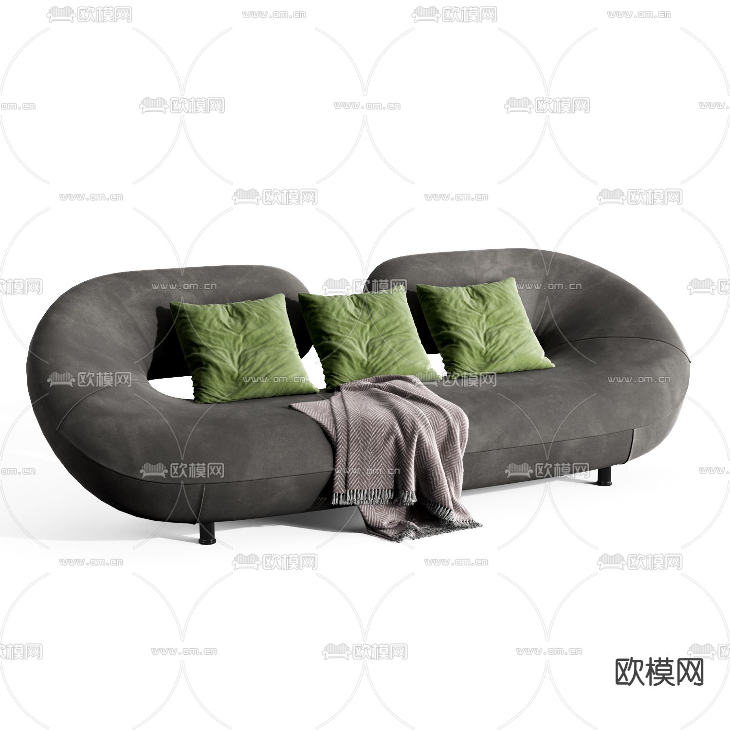 Moroso灰色多人沙发3d模型下载（渲染图2）