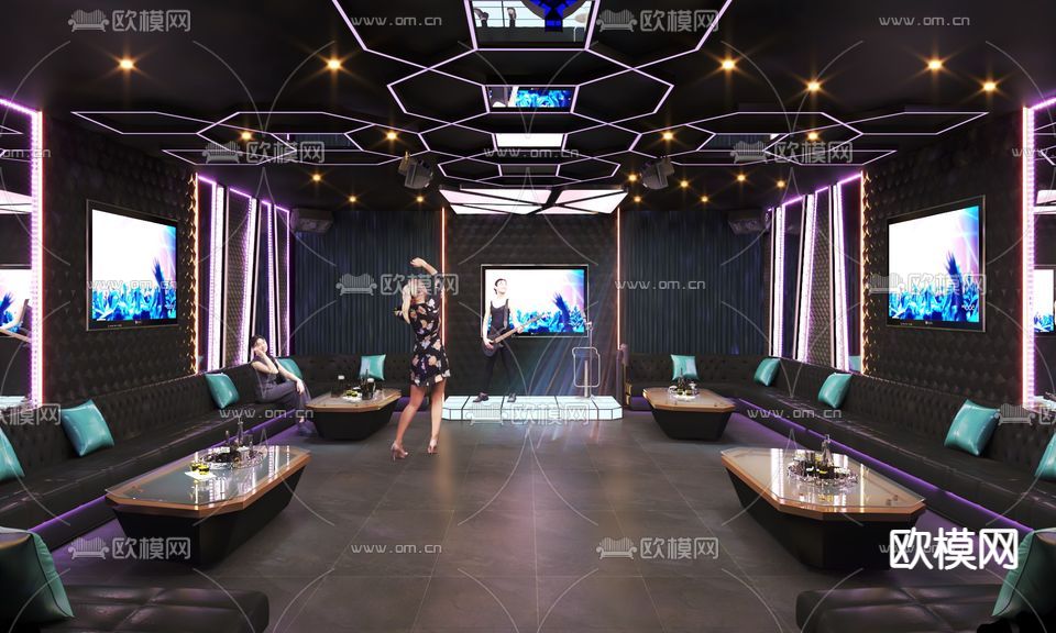 现代轻奢KTV包间免费3d模型下载