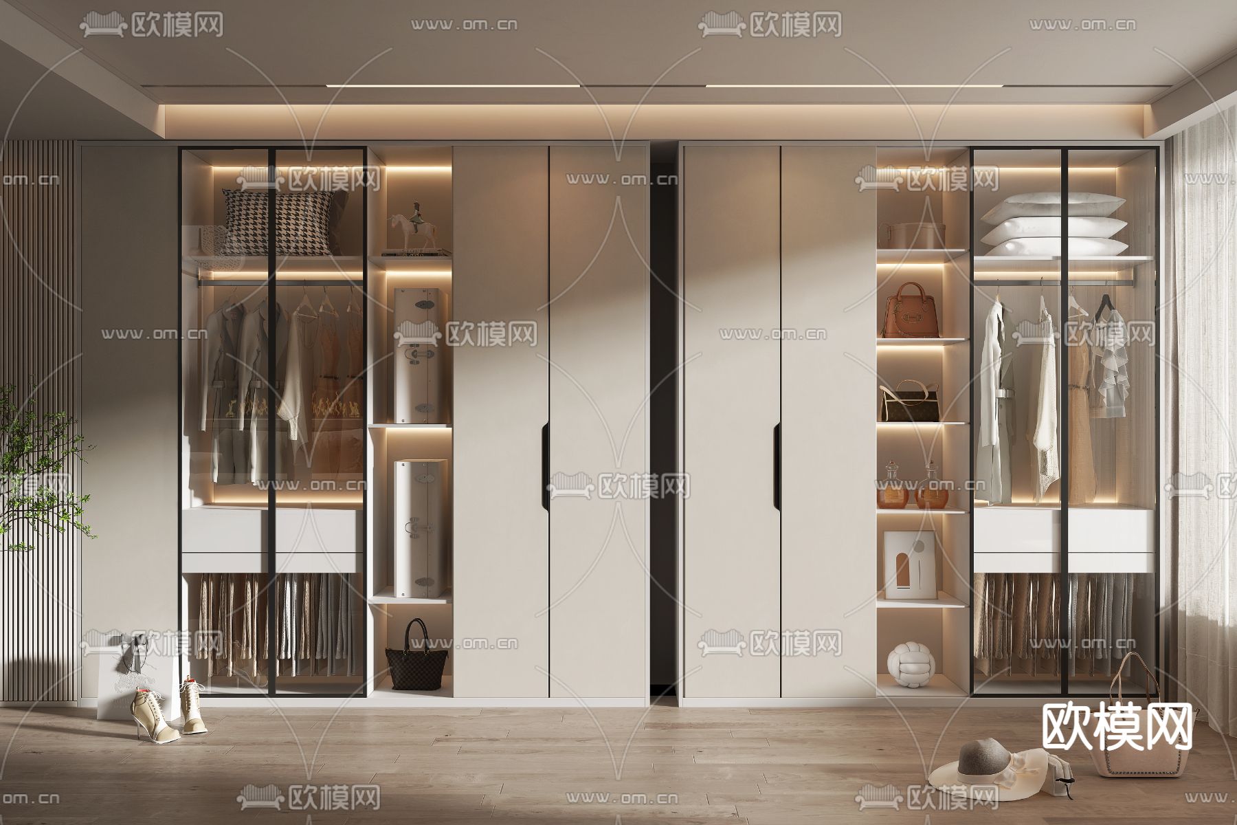 现代轻奢衣柜3d模型下载