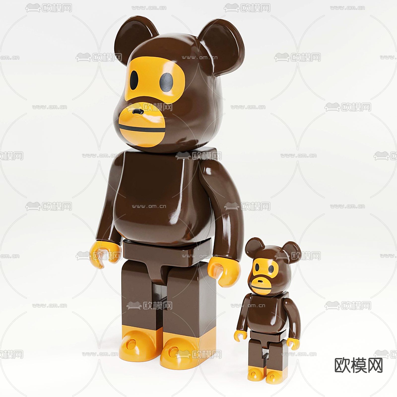 现代潮玩暴力熊摆件3d模型
