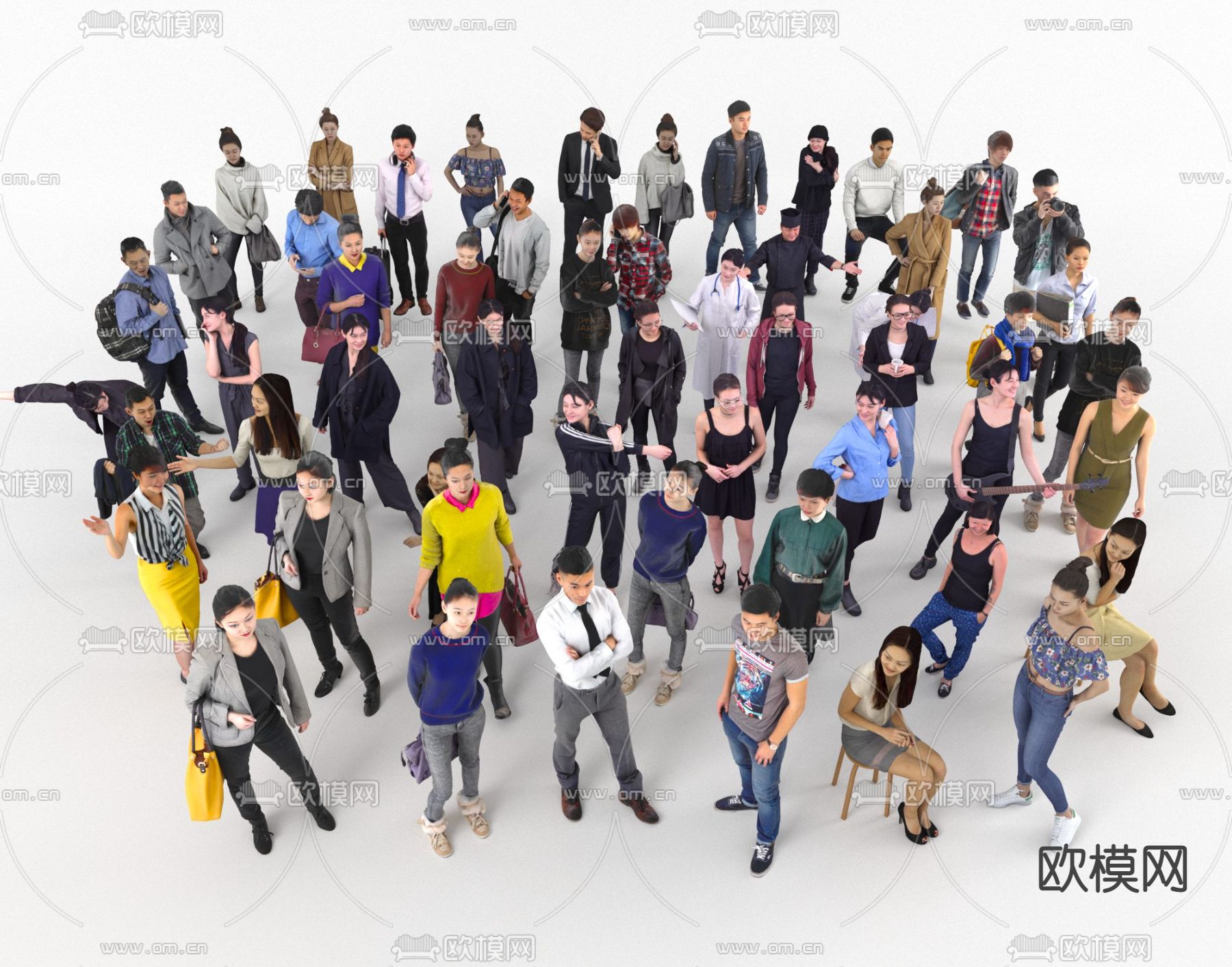 现代都市人物3d模型下载