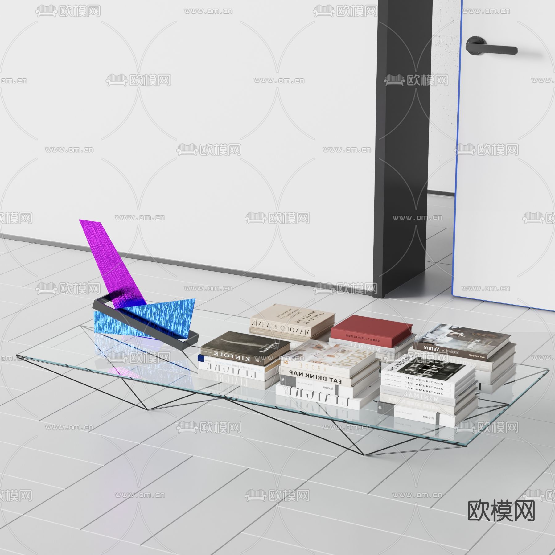 现代玻璃茶几3d模型下载