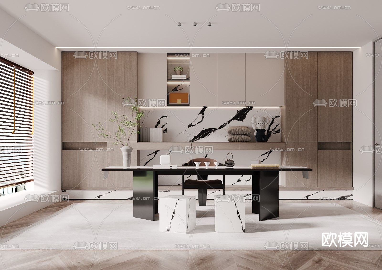 现代书房3d模型下载