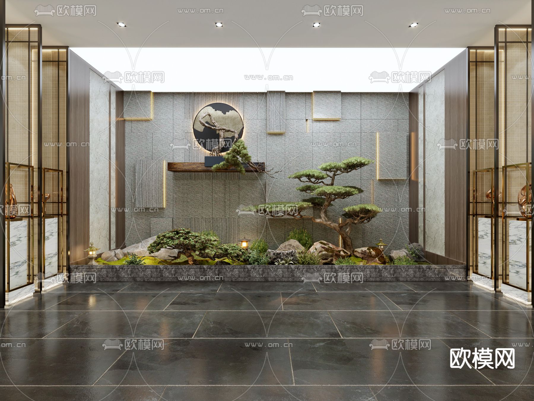 新中式室内景观小品3d模型下载_ID12100830_3dmax免费模型-欧模网