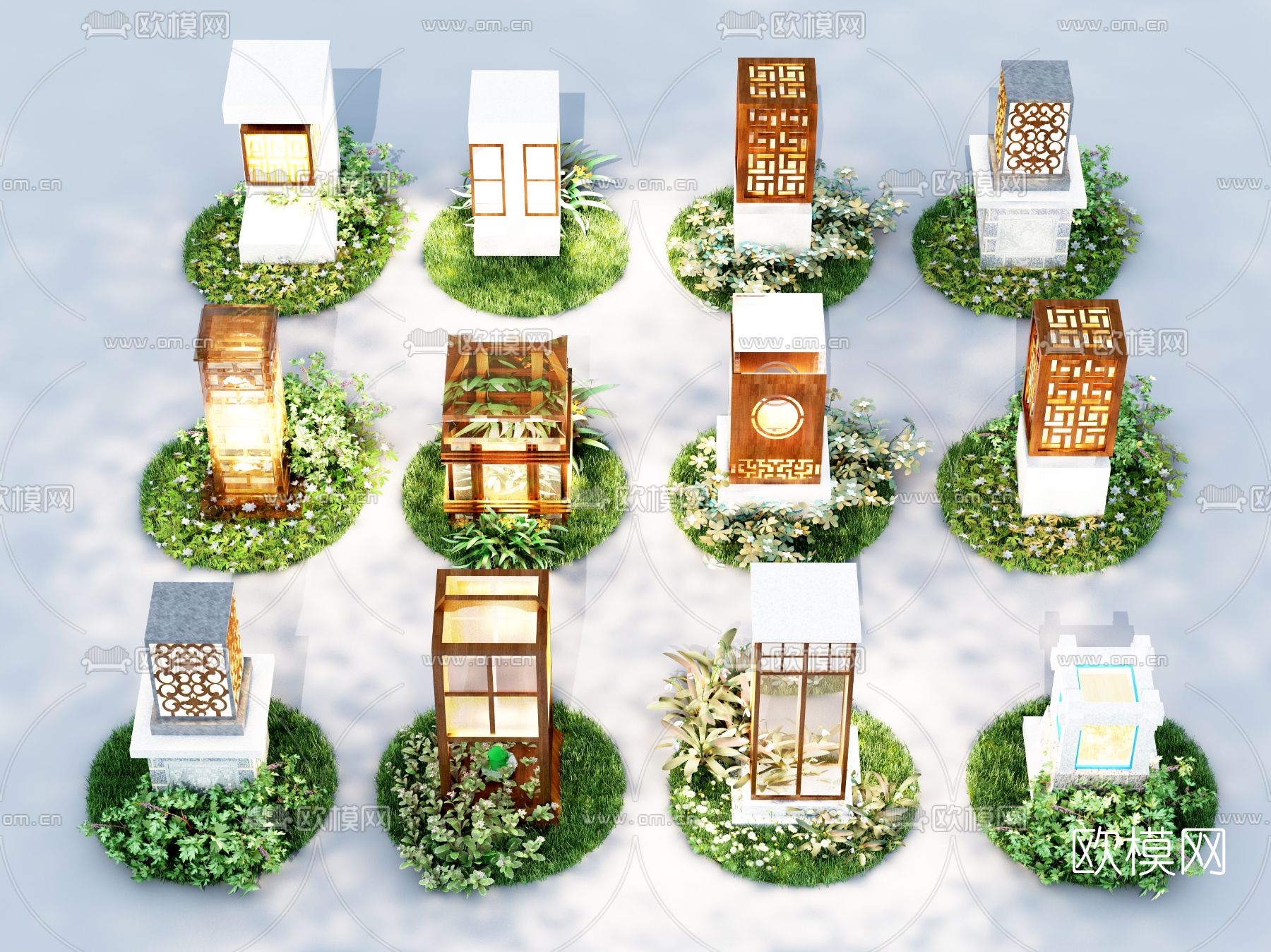 现代户外灯装饰灯3d模型下载