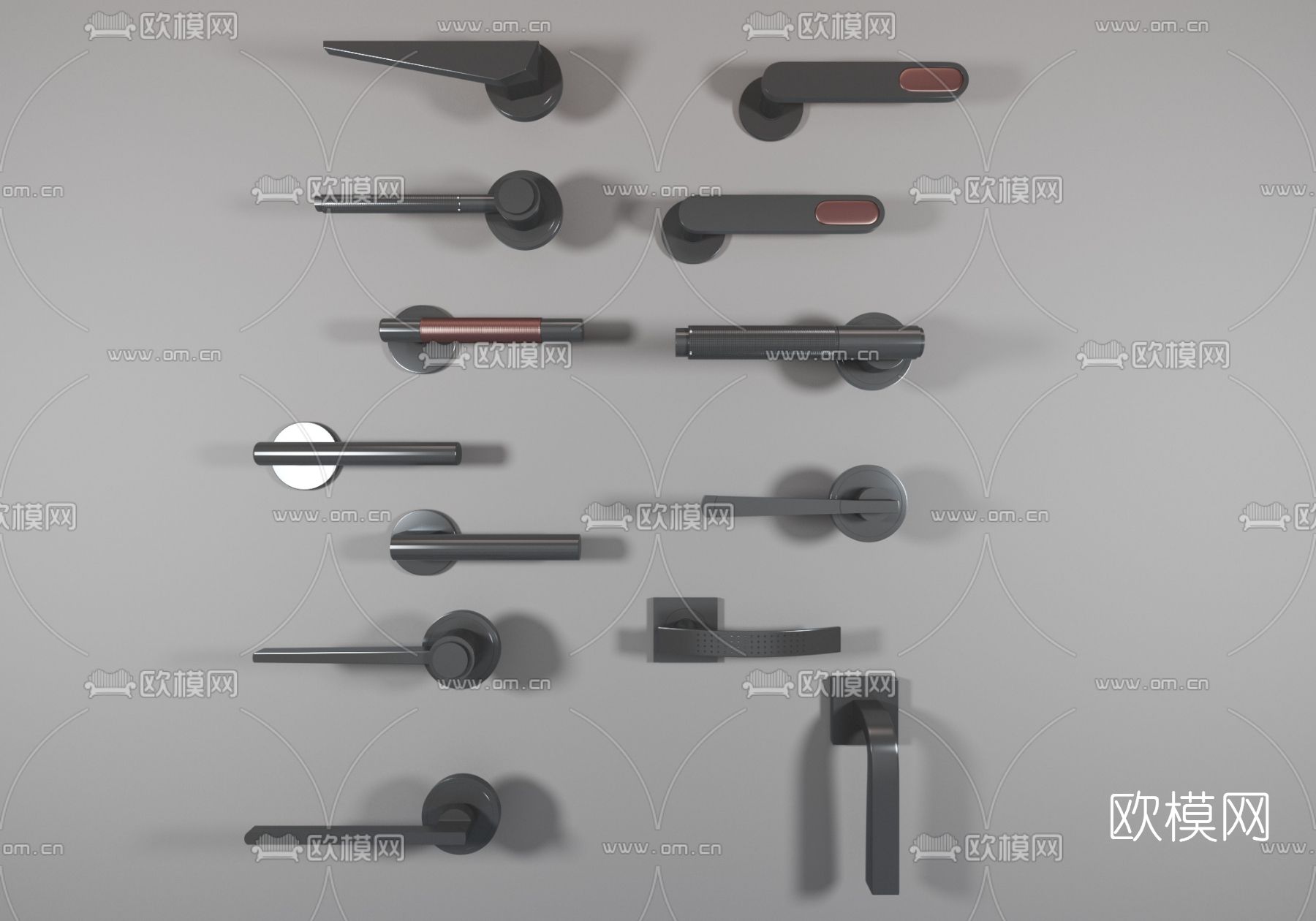 现代门把手拉手3d模型下载