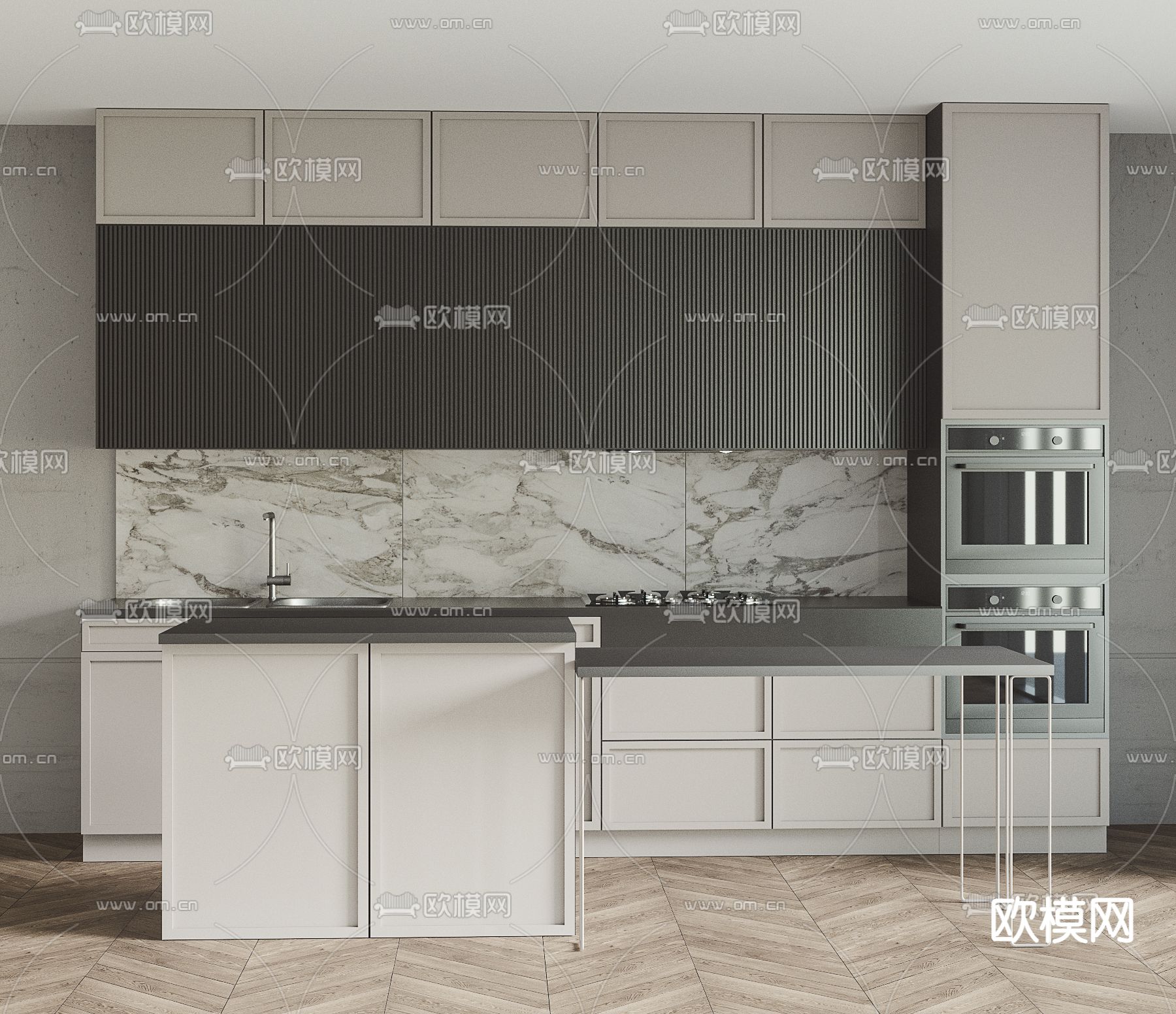 现代橱柜3d模型下载