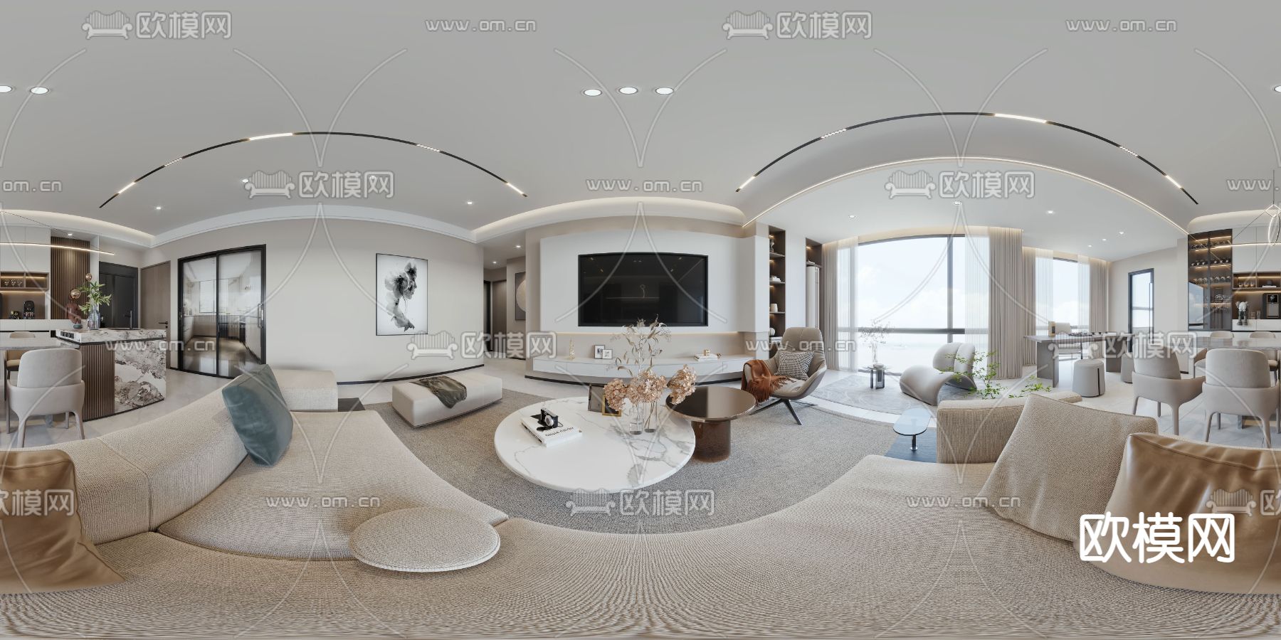 现代客餐厅客餐厅vr全景3d模型