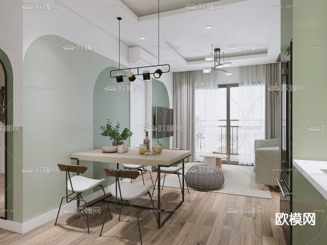 北欧简约彩色创意公寓免费3d模型下载