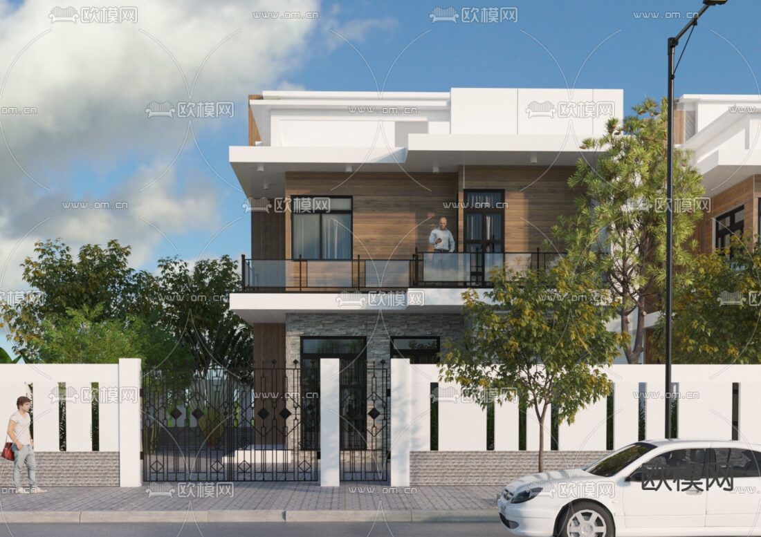 现代简约创意别墅外观免费3d模型下载