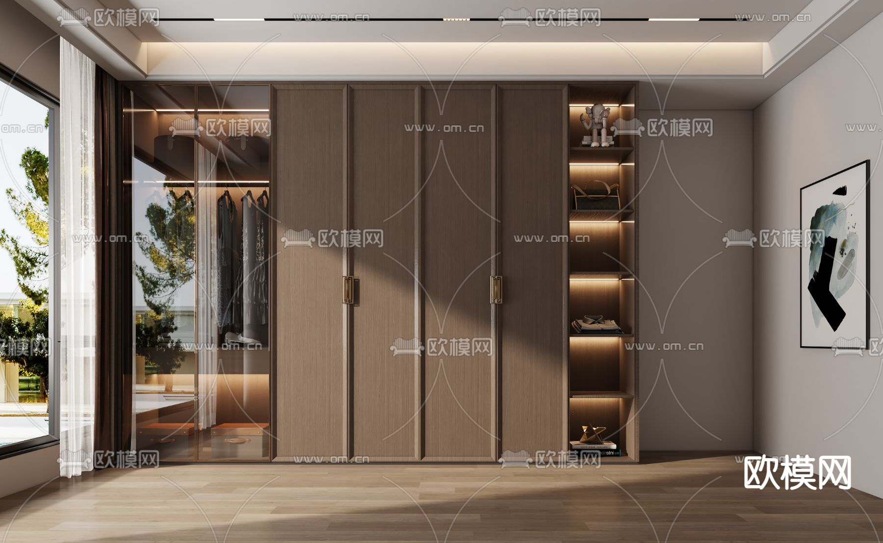 新中式实木衣柜3d模型下载