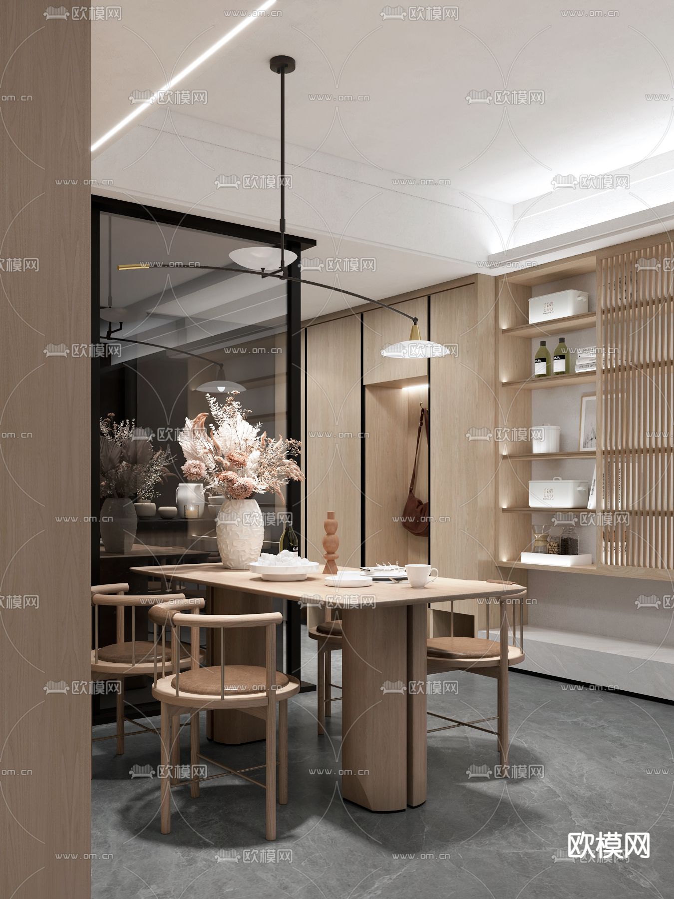 柘壹设计 现代餐厅3d模型