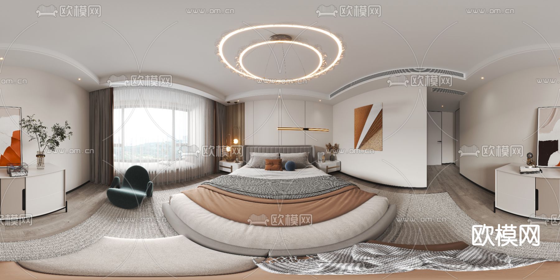 现代卧室主人房vr全景3d模型下载_ID12096715_3dmax免费模型-欧模网