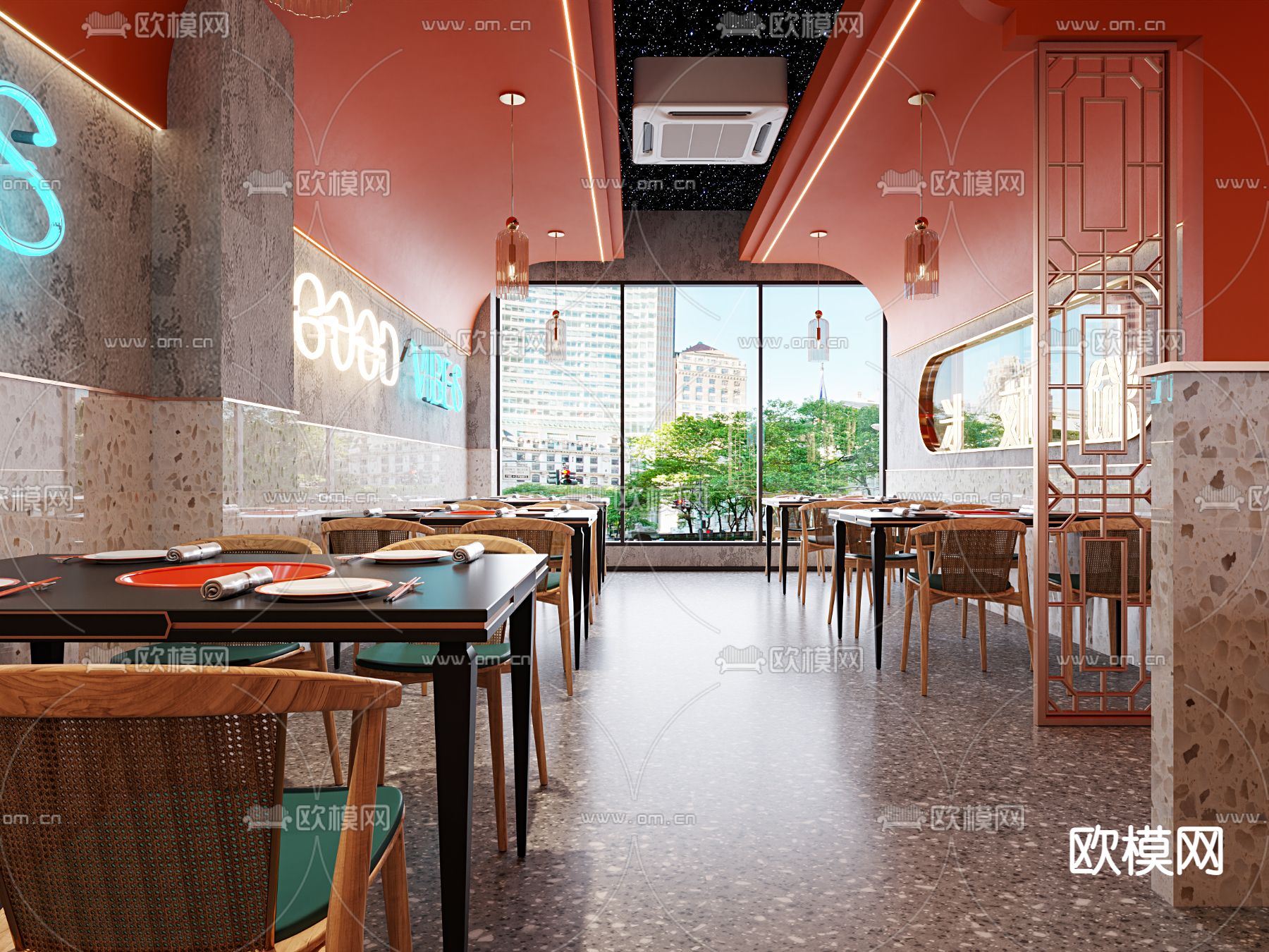 现代网红火锅店3d模型