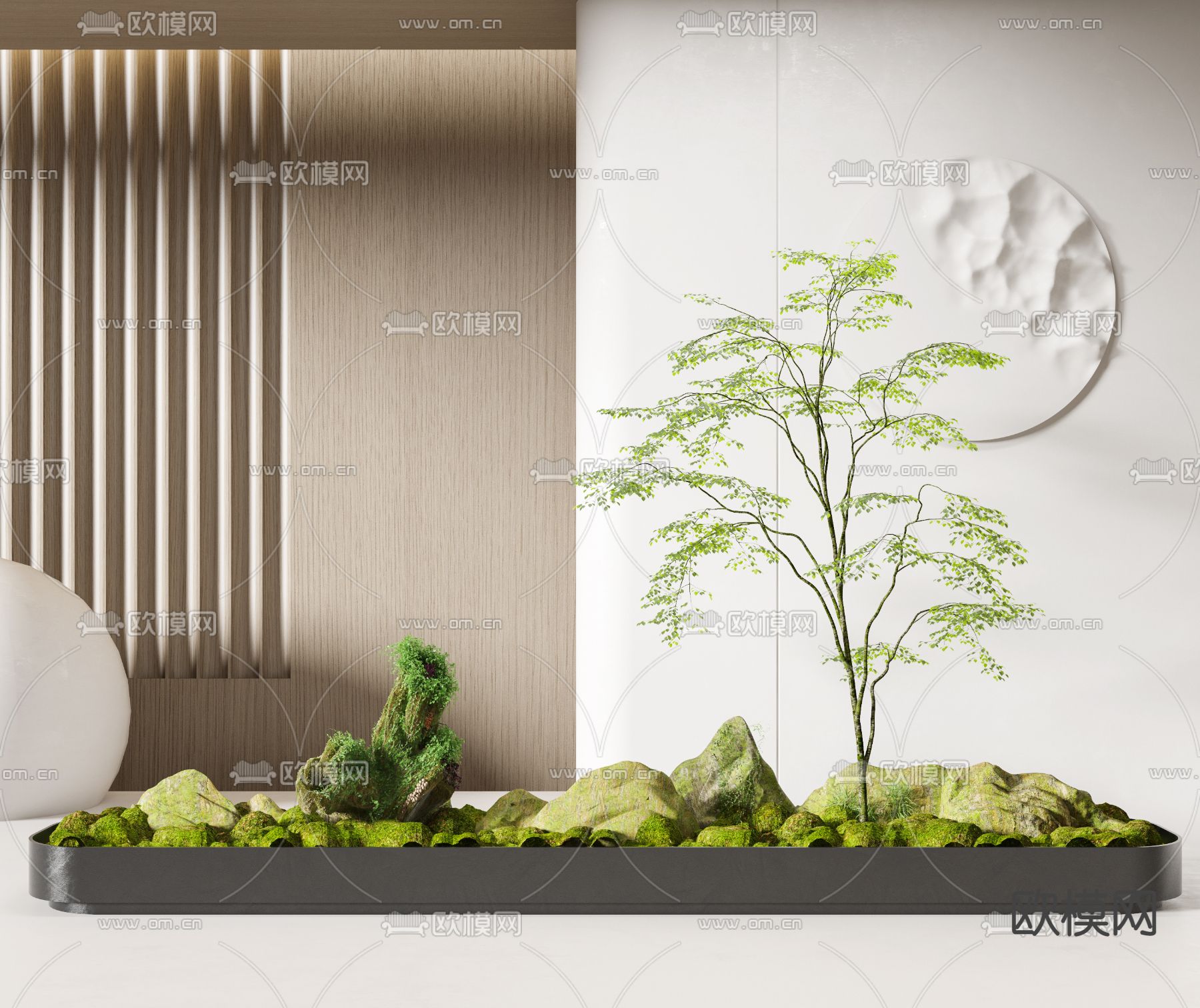 现代绿植室内小品3d模型下载