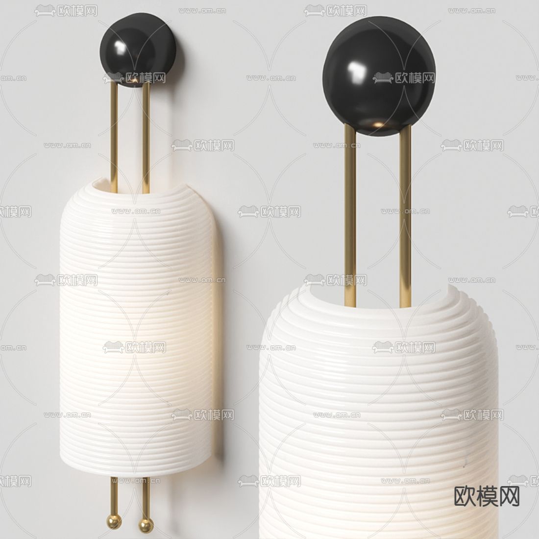 现代半圆片壁灯3d模型下载_ID12104585_3dmax免费模型-欧模网
