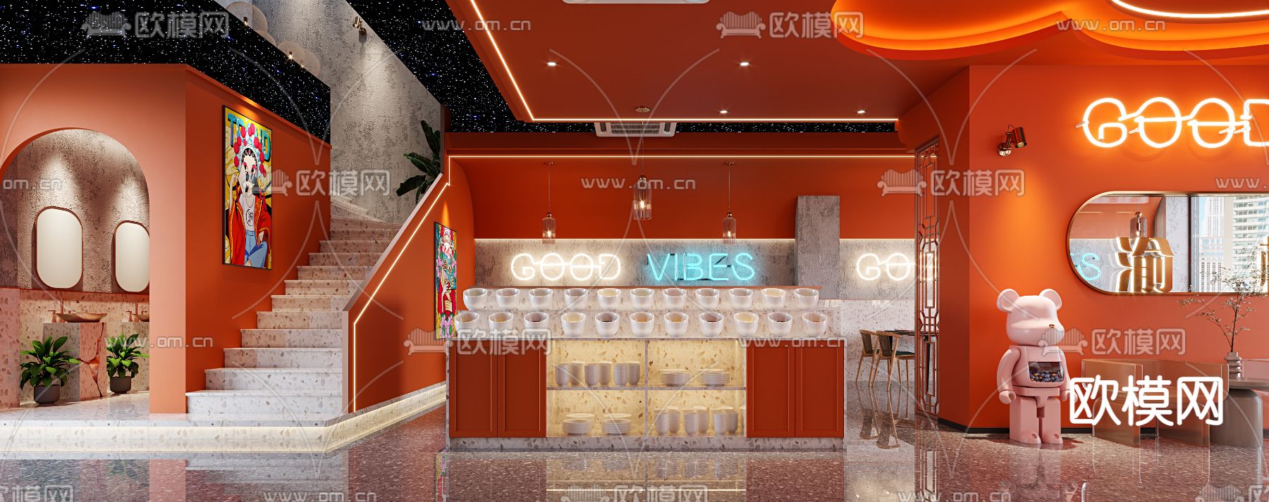 现代网红火锅店3d模型