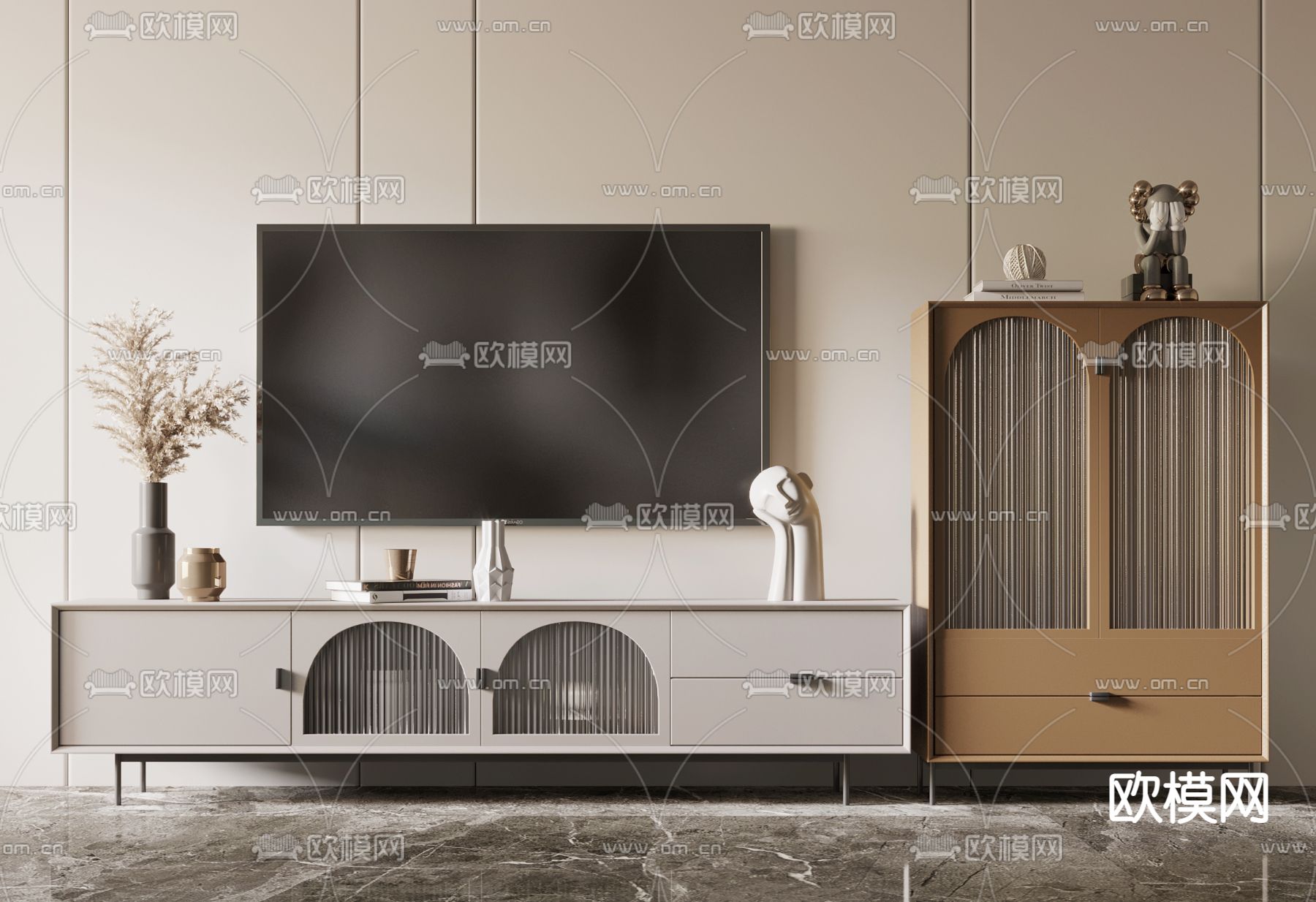 现代电视柜3d模型下载