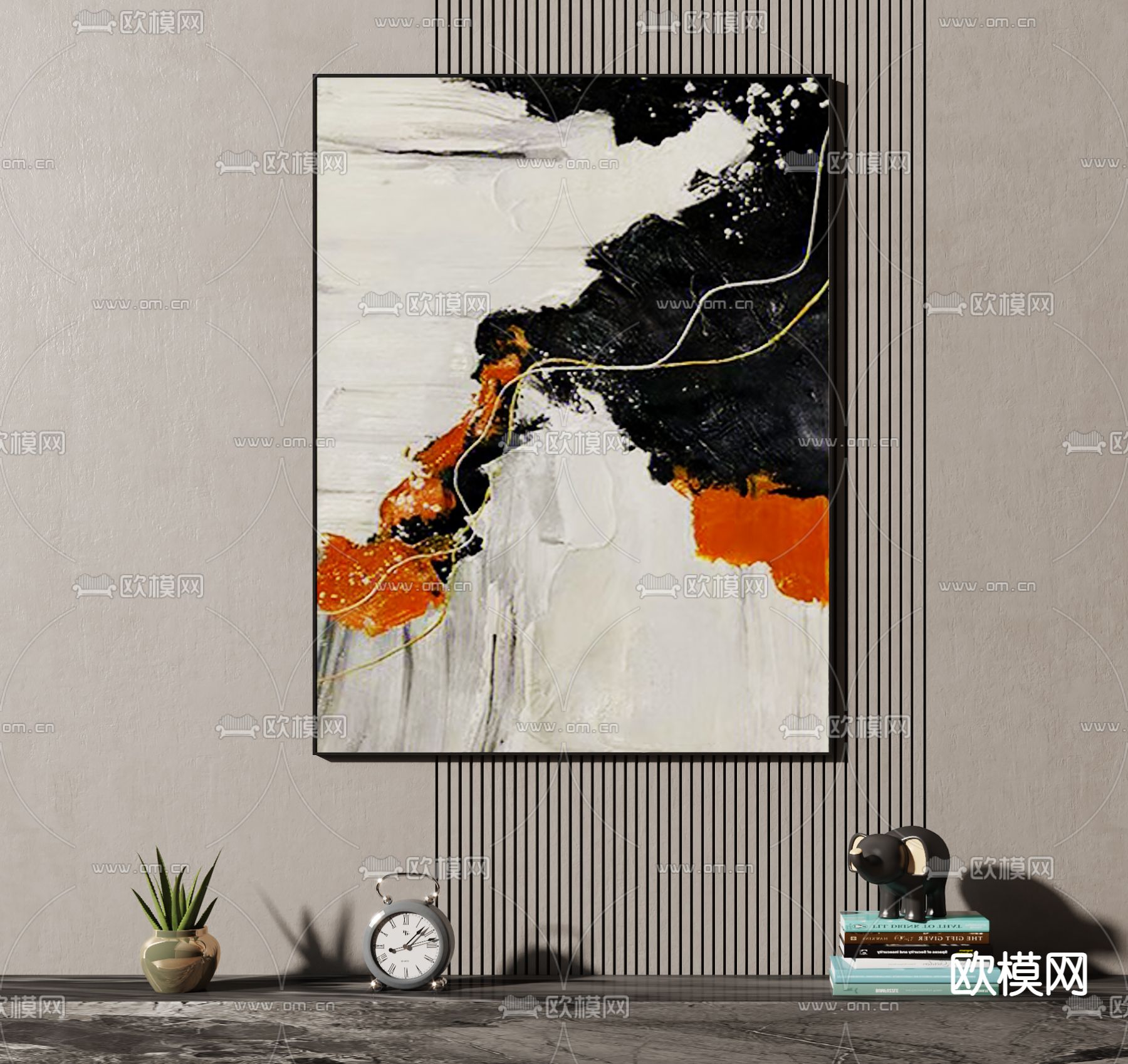 现代抽象装饰画3d模型下载_ID：12104196_3dmax免费模型-欧模网