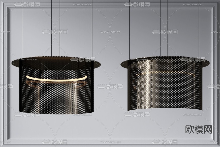 现代网格吊灯3d模型下载