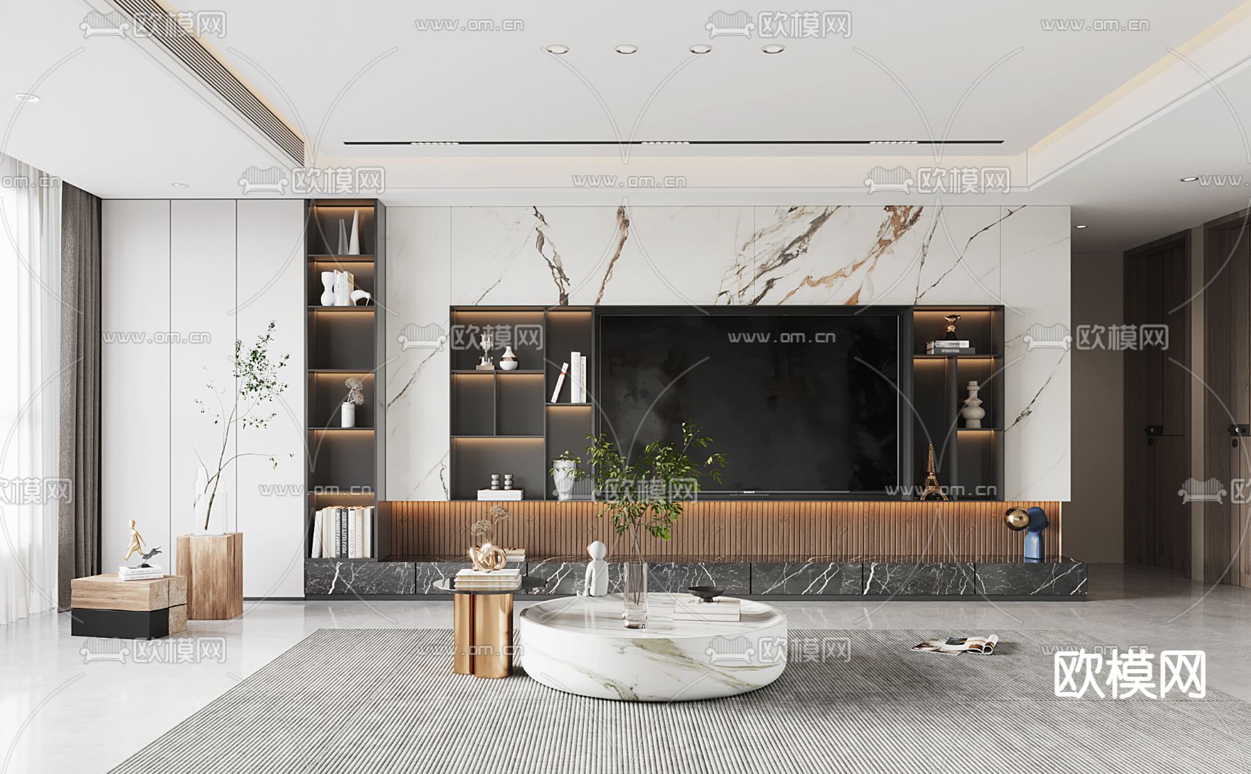 现代客厅3d模型下载（渲染图2）