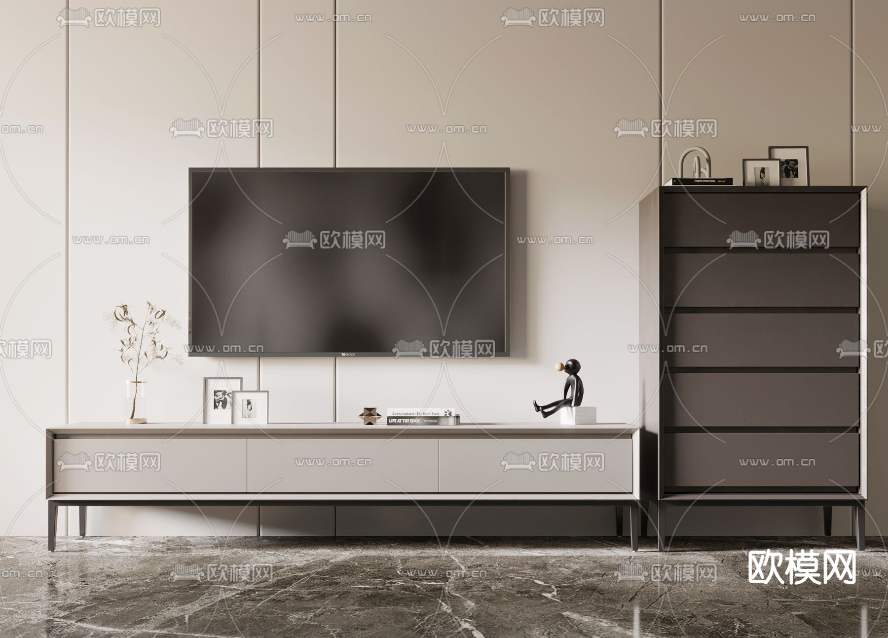 现代电视柜3d模型下载