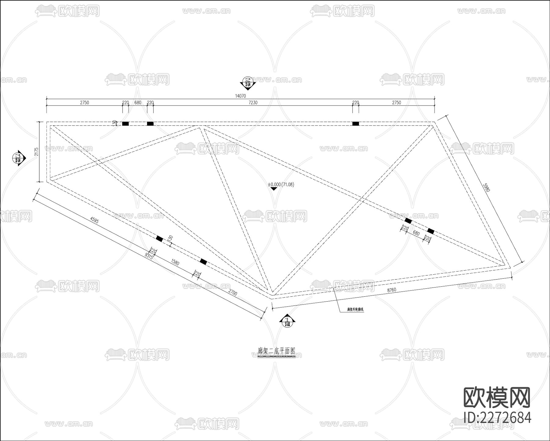现代简约廊架CAD施工图下载（渲染图2）