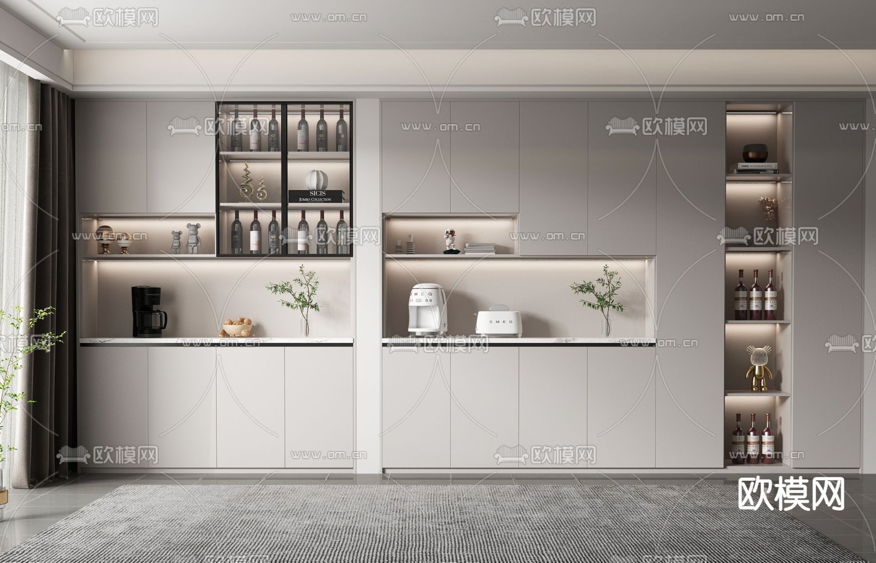 现代多功能酒柜3d模型下载