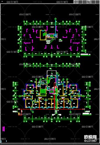 雍锦府8号楼给排水CAD施工图下载（渲染图4）