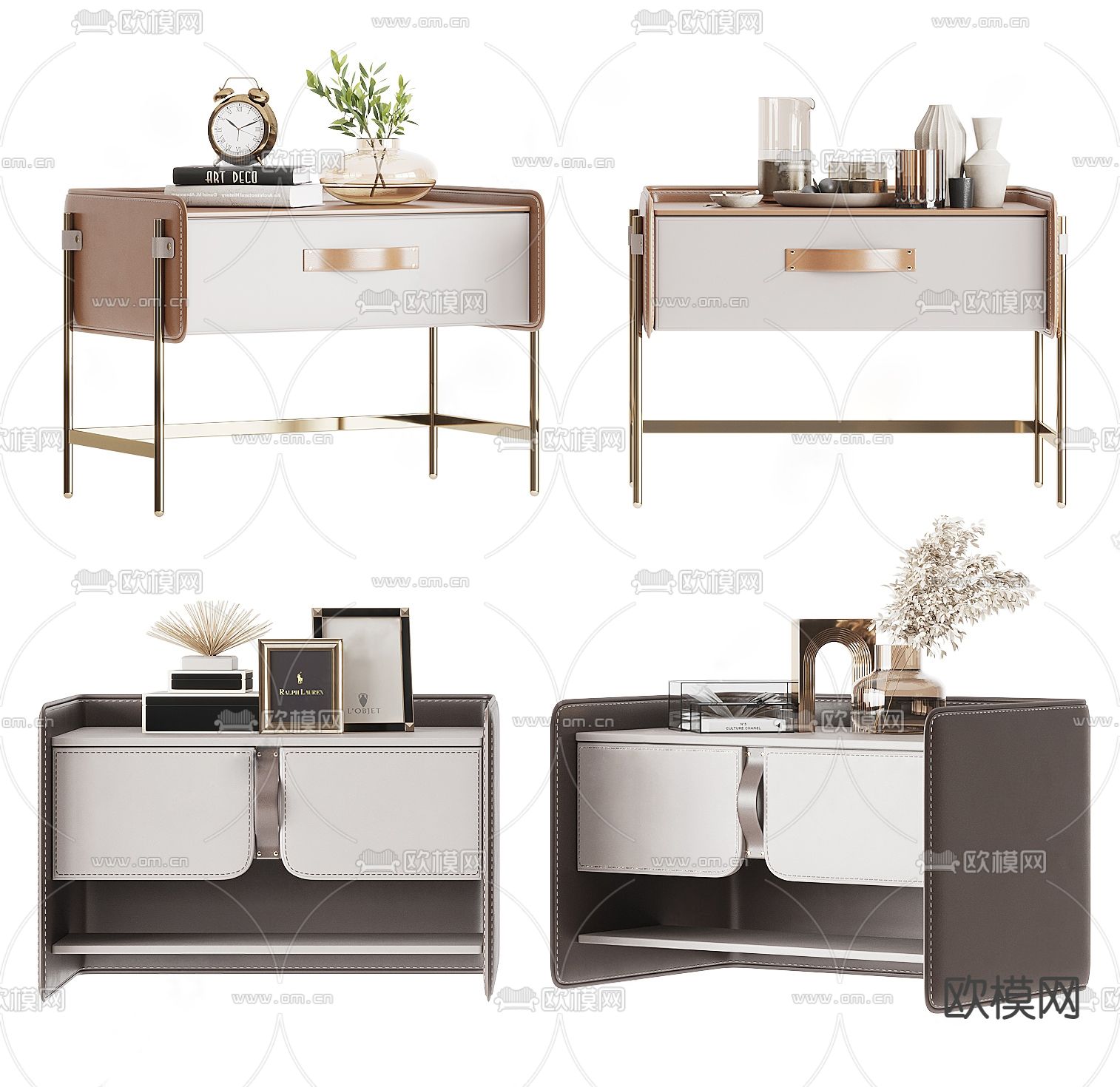 现代轻奢床头柜su模型下载（渲染图1）