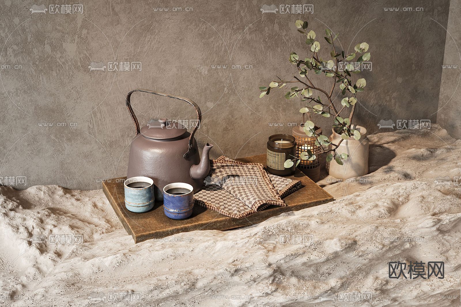 NOIR 茶具摆件su模型下载（渲染图1）