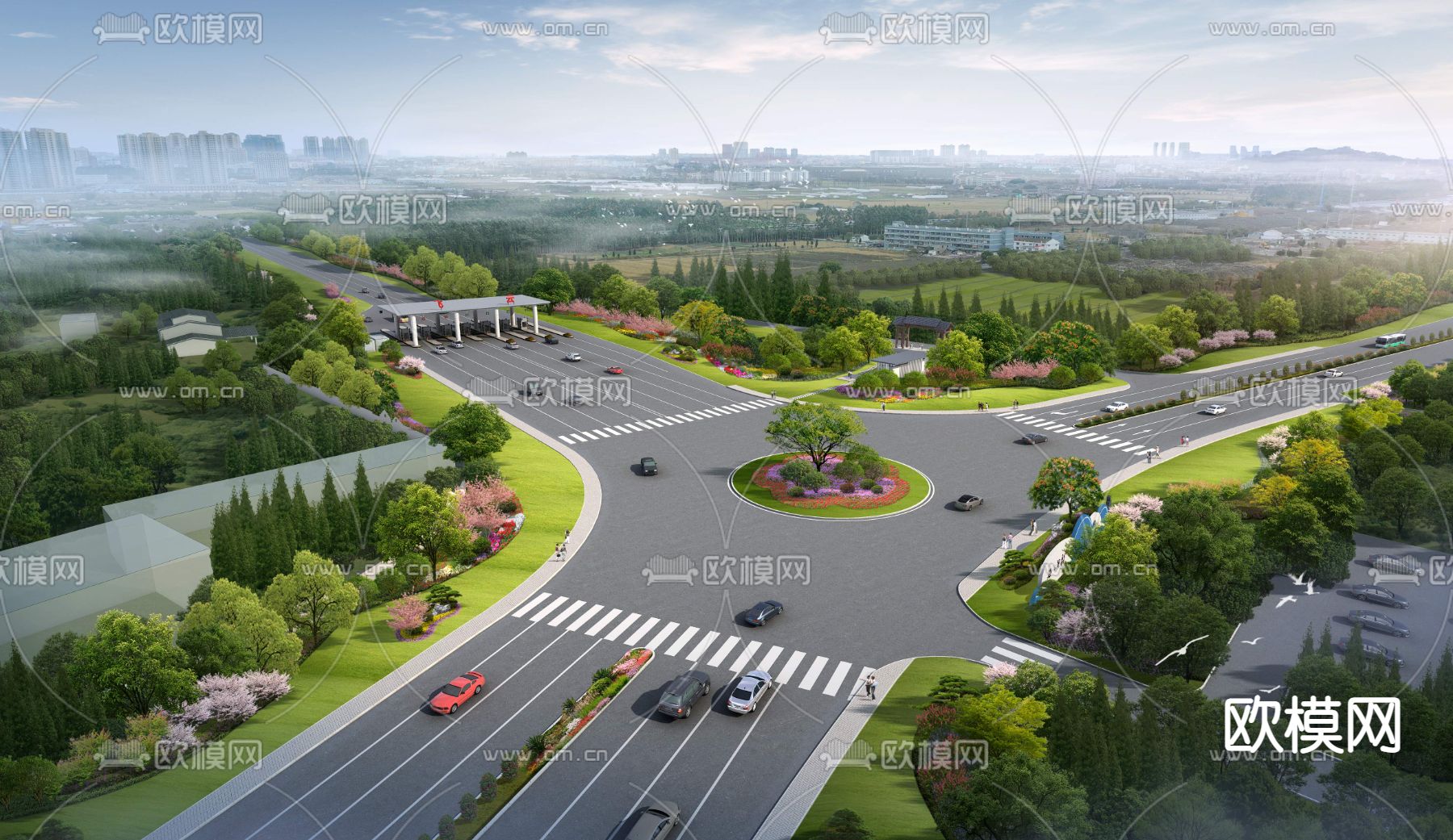 现代道路桥梁鸟瞰psd下载