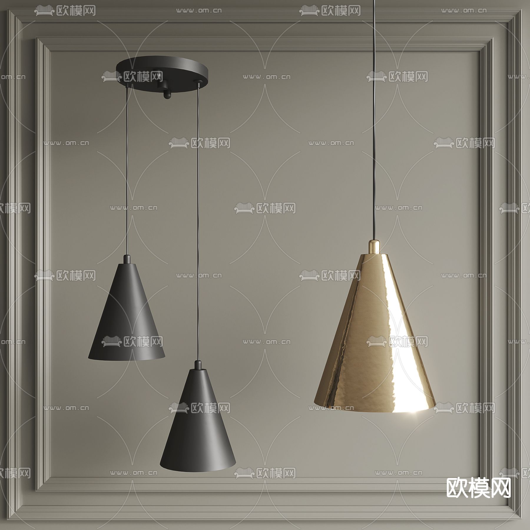 现代喇叭吊灯3d模型下载_ID12107507_3dmax免费模型-欧模网