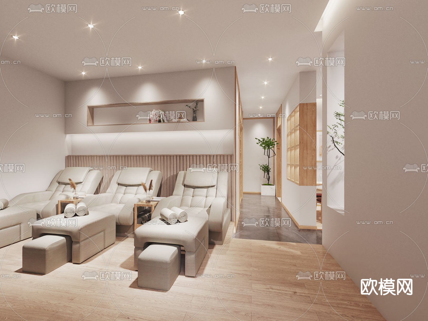 奶油风美容院3d模型下载（渲染图4）