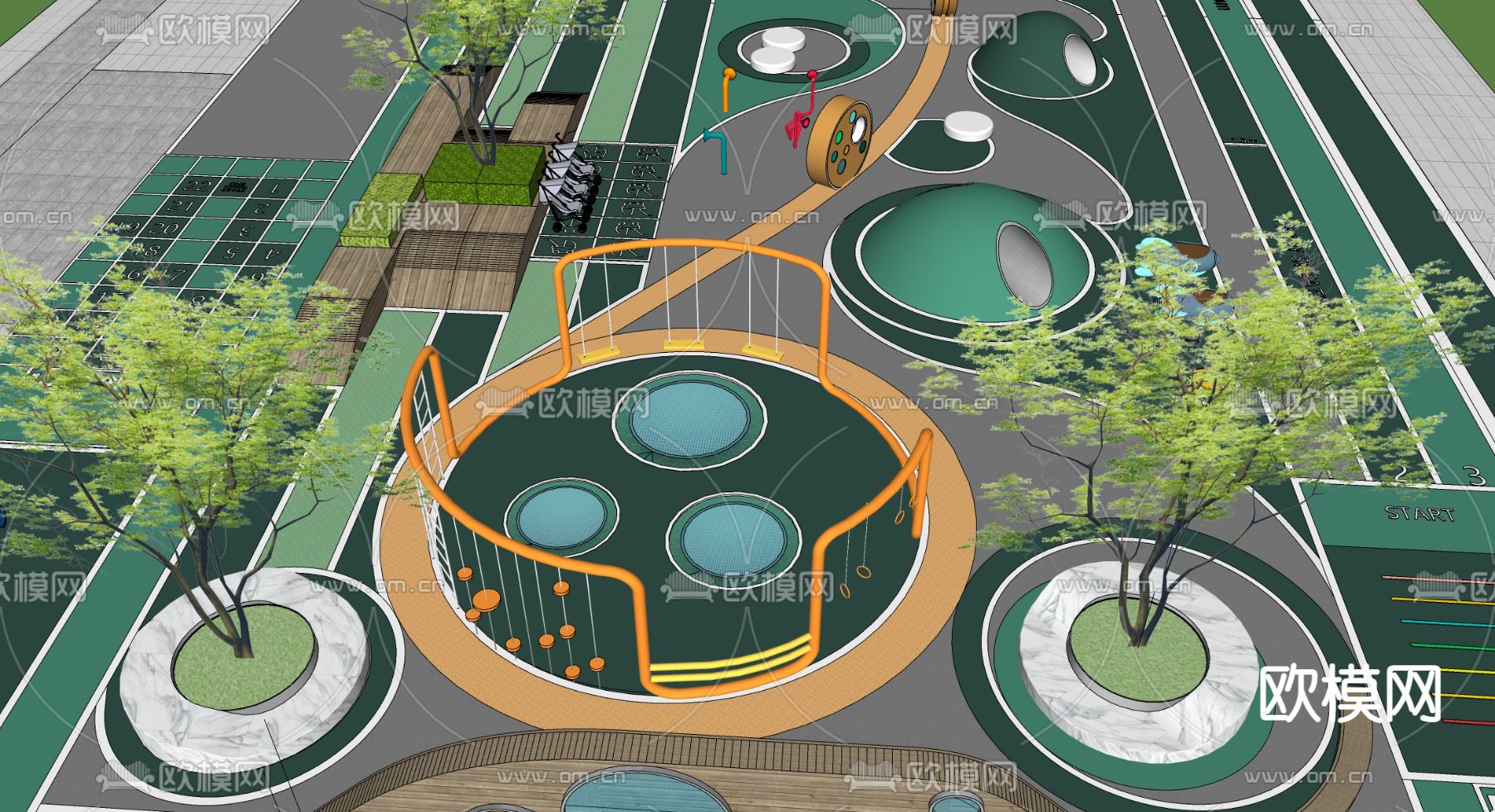 现代儿童游乐区su模型下载（渲染图6）