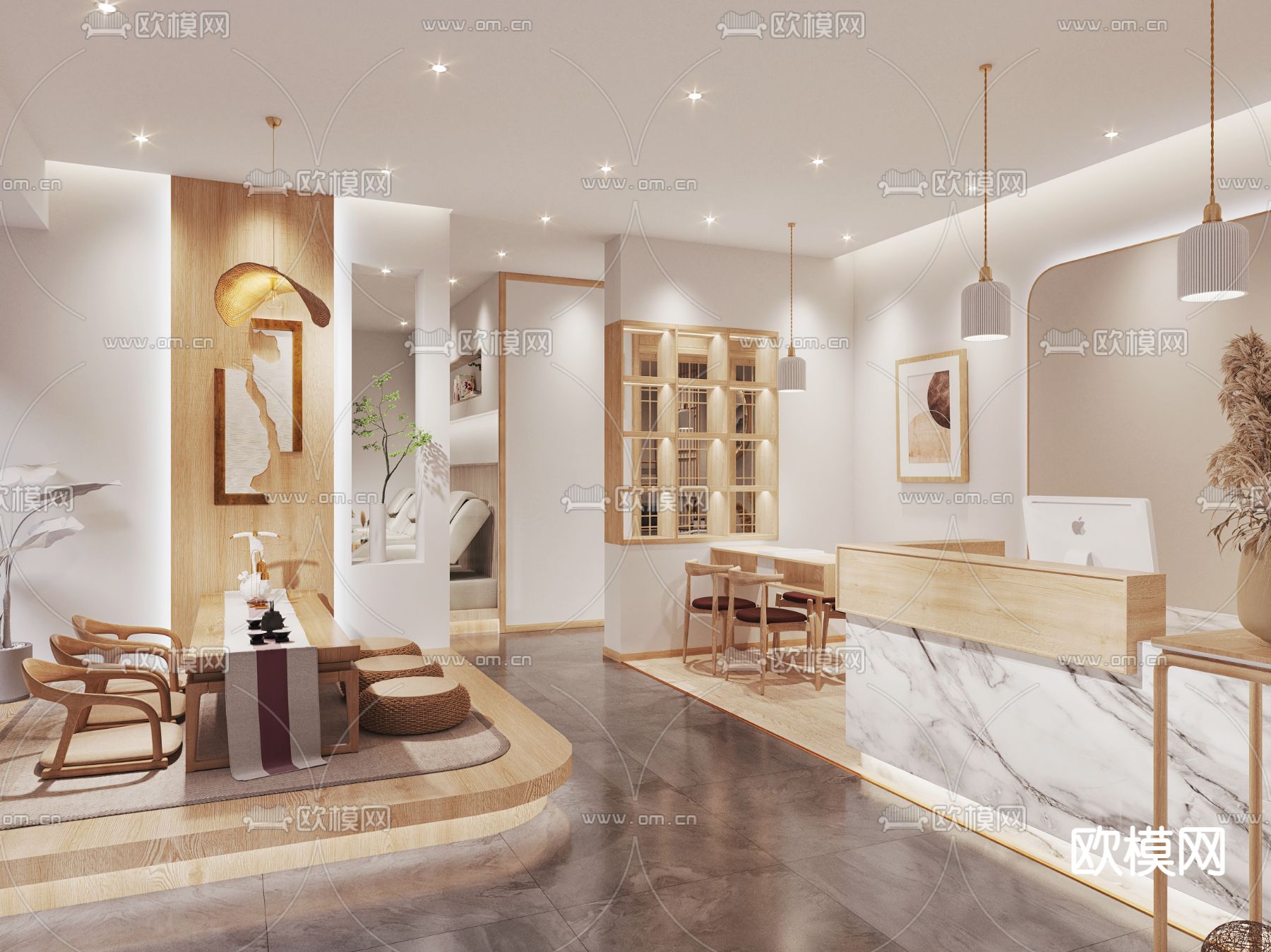 奶油风美容院3d模型下载（渲染图2）