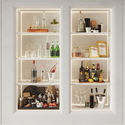  现代厨房用品酒水su模型 