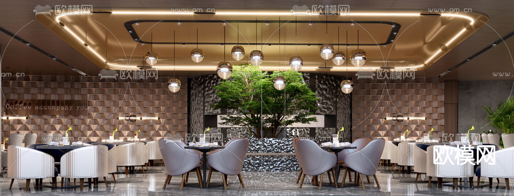 现代咖啡厅3d模型下载（渲染图1）